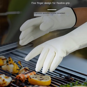 قفاز سيليكون احترافي مضاد للحروق BBQ طويل مقاوم للحرائق ومقاوم للحرارة واقي للذراع واليد - Product Image 3