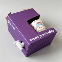 Boîte en papier pour boissons de restaurant, conception personnalisée en usine, boîte en papier pour lait avec porte-gobelets, contenants stériles pour café à emporter avec robinet
