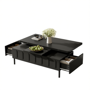 Modern Lift-Top Coffee <b>Table</b> 2 Drawers Foldable Top Hidden Storage Living Room Furniture - Product Image 1