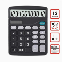 Nouveau design Calculatrice scientifique à fonctions multiples de style noir solaire et électrique à 12 chiffres avec pile bouton