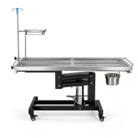 Table de chirurgie vétérinaire électrique XY ACS01 avec structure en acier inoxydable, support de perfusion, plateau à instruments et poubelle à déchets