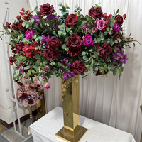 Centre de table de mariage IFG de haute qualité, 100 cm de diamètre, verdure bourguignonne, fleurs