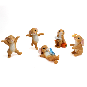 Set di 5 Statuette di Conigli in Resina, Collezione Miniature per Giardino Fatato, Sculture di Animali Anime per Bambini e Regali - Product Image 5