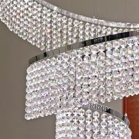 Lustre d'escalier de salle à manger Grand lustre en verre de cristal élégant moderne simple anneau lustre led éclairage à la maison