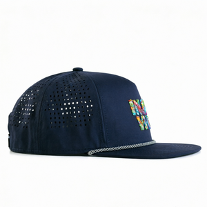 Casquettes de golf incurvées Bill Navy Rope 5 panneaux avec logo personnalisé Chapeau d'extérieur Fermeture à sangle en nylon Casquettes de baseball fabriquées au Vietnam - Product Image 3