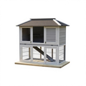 <span class=keywords><strong>Conejera</strong></span> de Madera Premium con 2 Niveles y Ventanas de <span class=keywords><strong>Malla</strong></span>, Casa para Conejos con Rampa y Bandeja Extraíble para Mascotas de Jardín - Product Image 3