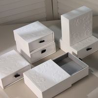Boîte à bijoux de luxe en carton rigide texturé gaufré pour bracelet, collier, bague, boucles d'oreilles, emballage haut de gamme