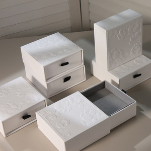 Boîte à bijoux <span class=keywords><strong>de</strong></span> luxe en carton rigide texturé gaufré pour bracelet, collier, bague, boucles d'oreilles, emballage haut <span class=keywords><strong>de</strong></span> gamme - Product Image 1