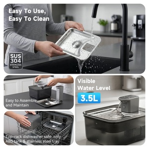 Bebedero Automático <span class=keywords><strong>para</strong></span> <span class=keywords><strong>Gatos</strong></span> de Acero Inoxidable de 3.5L con Sensor de Movimiento, Diseño sin Bomba, Enjuague Automático, Pantalla de Batería de 4000mAh - Product Image 6
