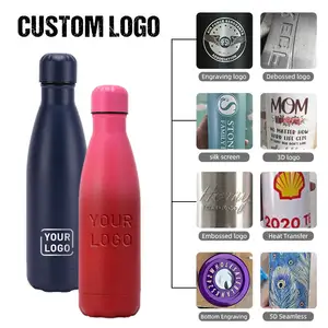 Custom Logo Double Wall Thermal Vacuum Flask 18/8 Stainless Steel Water Bottle Gym Sports Drink/Cola Shaped Insulated Water