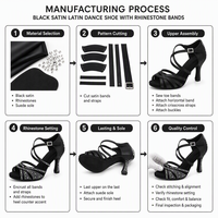Chaussures de danse latine pour femmes, talons de salsa, tango, danse de salon, avec strass, couleur noire, chaussures de sport pour femmes, sandales d'été