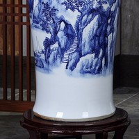 Vintage antique chinois MingQing paysage maison peint à la main sol en céramique grand vase grand pour la décoration de bureau