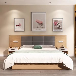 เตียงโรงแรมทำจากไม้แข็งเฟอร์นิเจอร์โรงแรมเตียงขนาดคิงไซส์ - Product Image 2