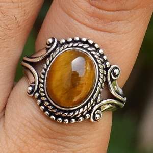 Bague Shama Gems en argent 925 sur mesure, motif œil de tigre, style gothique classique unique, pierre de naissance de novembre - Product Image 1