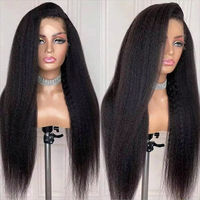 Perruque Kinky Straight avec Baby Hair Afro Kinky Curly, Perruques en Cheveux Humains Lace Front HD 13X4, Ligne de Cheveux Naturelle, Bords Kinky, Cheveux Bouclés