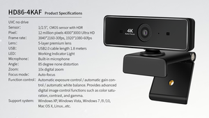 Cámara <span class=keywords><strong>web</strong></span> para PC 4K de nueva generación, cámara de enfoque automático con zoom digital 10X para educación en línea y cámara <span class=keywords><strong>web</strong></span> para videollamadas - Product Image 3