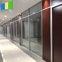 Cloisons de séparation en verre modernes et portables pour bureaux commerciaux, avec structure fixe pleine hauteur en aluminium trempé