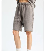 Celana Pendek Pria Logo Custom 100% Katun Retro Distressed Washed Baggy Pockets untuk Pria