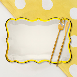 Picnic Party Rectangular Gold Paper Plate <b>Disposable</b> Birthday Party <b>Tableware</b> Paper Plate - Product Image 3