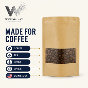 Bolsa de Papel Kraft con Ventana y Cierre Hermético, Ideal para Emprendedores, 15*22*4cm, para Envasar Té, Nueces, Café, Snacks, Bajo MOQ - Product Image 1