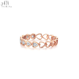 Nueva Colección de Joyería al por Mayor, Diseño de Corazón, Oro Rosa Sólido de 18K, Diamantes Naturales Reales, Anillo Apilable - Product Image 3