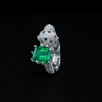 Bague Léopard en Argent Sterling S925 avec Zircon 5A Personnalisé et Émeraude – Bijoux Fins