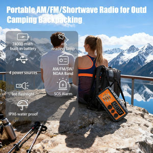 Radio solaire d'urgence incontournable avec manivelle ABS, batterie externe 10W 20000mAh, alerte météo AM/FM, survie pour l'énergie propre - Product Image 5