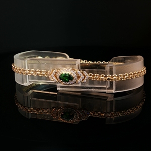 Pulsera de eslabones y cadena de oro macizo de 18 quilates de alta calidad para mujer, lujo Esmeralda cultivada en laboratorio para fiestas - Product Image 1