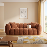 VONLIVA Nordic Pumpkin Reclining Sofa, Fauteuil de salon design monoplace, Canapé en bois et éponge de style français vintage deux ou trois places
