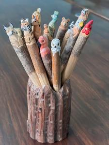 Penna Gel Artigianale in Legno Intagliato a Forma di Animale, Penna Divertente e Originale, Regalo Unico per Amanti degli <span class=keywords><strong>Animali</strong></span>, Cancelleria Carina - Product Image 4