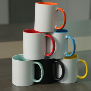 Mug à café en céramique de haute qualité avec sublimation couleur intérieure, 11 oz, mug vierge personnalisable avec poignée colorée - Product Image 5