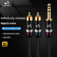 Hi-Fi Audio 6,35mm/6,5mm macho Jack estéreo enchufe Dual RCA macho Y Splitter para micrófono Monitor Hifi sistema Cable OFC altavoz