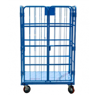 Chariot de manutention logistique robuste, capacité de charge 500 kg, emboîtable, à 3 côtés, avec roues