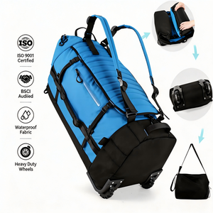 Zaino Pieghevole con Ruote, Borsa da Viaggio Impermeabile Richiudibile, Borsa <span class=keywords><strong>Salvaspazio</strong></span> di Grande Capacità - Product Image 1