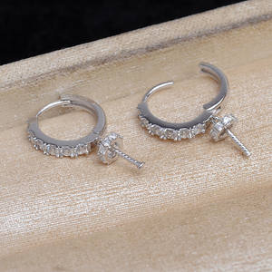 Wenchi S925 <b>Silver</b> Pendant DIY Accessories Water Drop Earring Support 10-12mm 15647 Love Earpiece with Empty Earnail <b>Beads</b> China - Product Image 4