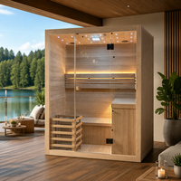 Chauffe-sauna traditionnel en bois de cèdre rouge et de pruche pour 6 personnes, pour sauna sec intérieur/extérieur