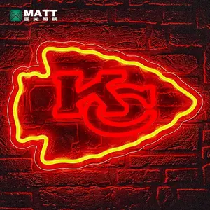 Sports Team Custom NFL Necklace Kansas City Chiefs Neon Sign Batteries USB Led Neon Light Sign for Room Wall Art Hanging Decor