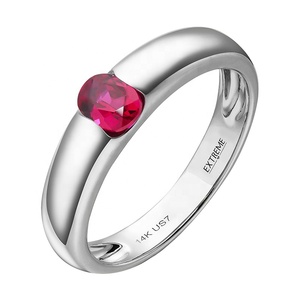 Cao cấp Minimalism 9kt/10kt/14kt/18kt Rắn vàng hình bầu dục hình dạng ngọc lục bảo đính hôn nhẫn Nhẫn cưới sang trọng Đồ trang sức mỹ nhà máy - Product Image 2