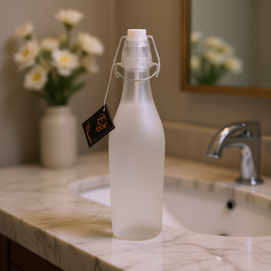 Botella de vidrio retro de 500 ml con acabado mate, a prueba de fugas, para recarga de perfume, forma cilíndrica con tapa de plástico. - Product Image 2