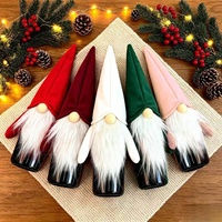 Housses de bouteilles de vin de Noël, décorations de Noël, 6 couleurs, housses de bouteilles de vin en velours sans visage, décorations de table pour le Nouvel An