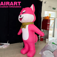 Chat gonflable rose debout avec décoration de collier, Mascotte gonflable pour décoration de produit