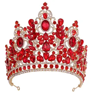 Zilveren Decoratief Metaal Lange Tiara Diamant Grote Koningin Verjaardag Bruiloft Hoofddeksel Bruid Miss Universum Verkiezing Kroon