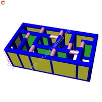 Labyrinthe gonflable portable TH 6x3m en tissu Oxford noir pour jeux sportifs de carnaval, capacité maximale de 10 personnes