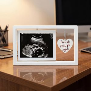 Cadre <span class=keywords><strong>photo</strong></span> échographique en bois blanc, cadre pour échographie de bébé <span class=keywords><strong>avec</strong></span> breloque cœur « <span class=keywords><strong>Amour</strong></span> à l'Première Vue » pour souvenir de grossesse - Product Image 4