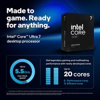 Procesador de escritorio Intel Core Ultra 7 265K - 20 núcleos (8 P-cores + 12 E-cores) hasta 5,5 GHz LGA 1851 Computer Cpu BOX