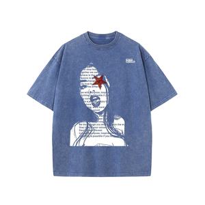 เสื้อยืดผ้าฝ้าย100% ซักกรดสำหรับผู้ชายสไตล์ฮิปฮอปไฮสตรีทคุณภาพสูงแห้งเร็วโอเวอร์ไซส์จากโรงงาน - Product Image 5