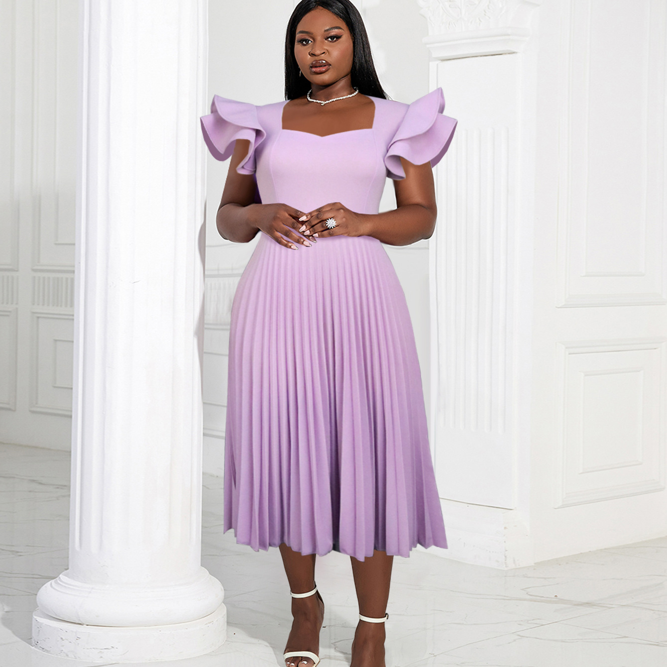white christmas dresses Ranum Bodycon Dress in Slinky Glitter Dark Purple main image 0