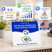 Support de bureau en acrylique jaune doré 12 cm pour carte de commentaires Google NFC213 compatible avec la lecture sans contact 13,56 MHz OEM