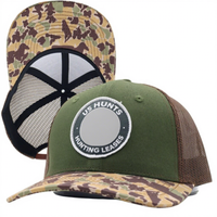 Gorra de béisbol Richardson 112 935 Snapback de malla de rizo lisa con parche de cuero y bordado personalizado, para caza, negocios y uso general.
