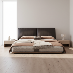 Nouveaux produits explosifs : Lit flottant noir de luxe léger en matériaux écologiques, taille King, avec espace de rangement sous le lit, facile à nettoyer - Product Image 5